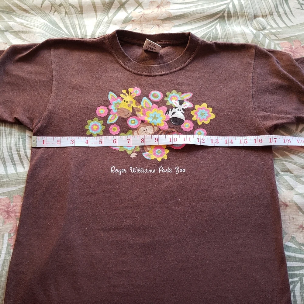 3/$25 Roger Williams Park Zoo Animal T Shirt Retro Brown Giraffe Monkey Zebra